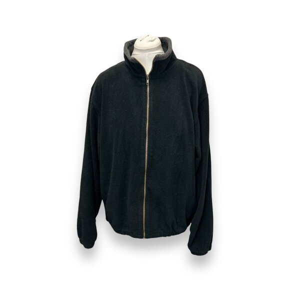Bill Blass Vintage Mens Full Zip Fleece Jacket, Black, size L - Picture 1 of 7